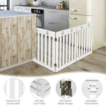 Load image into Gallery viewer, 24&quot; Folding Wooden Freestanding Dog Gate with 360° Flexible Hinge for Pet-White
