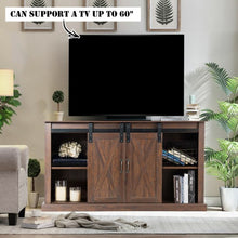 Load image into Gallery viewer, Sliding Barn Door TV Stand with Storage-Brown
