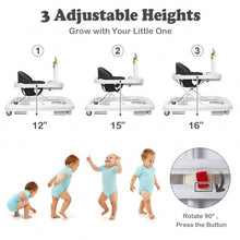 Load image into Gallery viewer, 2-in-1 Foldable Baby Walker with Adjustable Heights-Black
