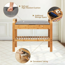 Load image into Gallery viewer, Shoe Rack Bench Bamboo with Storage Shelf -Natural
