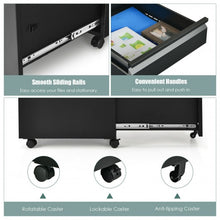 Load image into Gallery viewer, 3-Drawer Mobile File Cabinet Stee with Lock-Black
