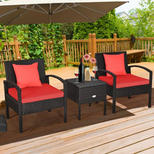 Load image into Gallery viewer, 3 Piece PE Rattan Wicker Sofa Set w/ Washable &amp; Removable Cushion for Patio-Red
