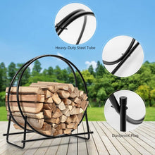 Load image into Gallery viewer, 30&quot; Tubular Steel Log Hoop Firewood Storage Rack
