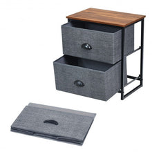 Load image into Gallery viewer, Metal Frame Nightstand Side Table Storage with 2 Drawers-Black
