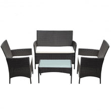 Load image into Gallery viewer, 4 pcs Outdoor Patio Rattan Wicker Cushioned Sofa Table-Dark Brown
