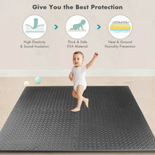 Load image into Gallery viewer, 12Tiles 1/2&quot; Puzzle Exercise Floor Mats-Black
