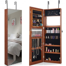 Load image into Gallery viewer, Lockable Storage Jewelry Cabinet with Frameless Mirror-Coffee

