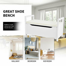 Load image into Gallery viewer, Shoe Bench Hallway Entryway Storage Rack w/ Cushion Seat-White
