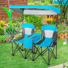 Load image into Gallery viewer, Portable Folding Camping Canopy Chairs w/ Cup Holder-Blue

