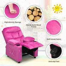 Load image into Gallery viewer, Adjustable Lounge Chair with Footrest and Side Pockets for Children-Pink
