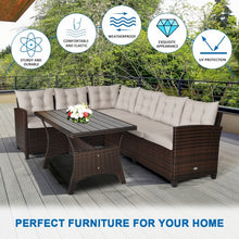 Load image into Gallery viewer, 3 Pieces Rattan Sofa Set with Cushions for Patio  Garden  Lawn
