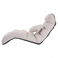 Load image into Gallery viewer, Folding Lazy Sofa Chair Stylish Sofa Couch Beds Lounge Chair W/Pillow-White
