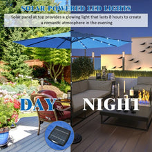 Load image into Gallery viewer, 10&#39; Solar LED Lighted Patio Market Umbrella Shade Tilt Adjustment Crank-Blue
