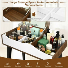 Load image into Gallery viewer, Vanity Table Set with Flip Top Mirror and Padded Stool-Wood
