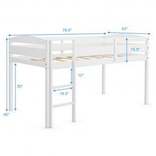 Load image into Gallery viewer, Wooden Twin Low Loft Bunk Bed with Guard Rail and Ladder-White

