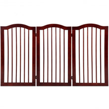 Load image into Gallery viewer, 3 Panels Folding Freestanding Wood Pet Dog Safety Gate-36&quot;
