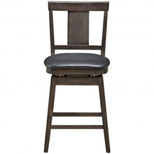 Load image into Gallery viewer, 24 inch Swivel Upholstered Counter Height Bar Chair with Rubber Wood Legs
