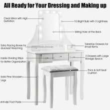 Load image into Gallery viewer, Vanity Dressing Table Set with 10 Dimmable Bulbs and Cushioned Stool-White
