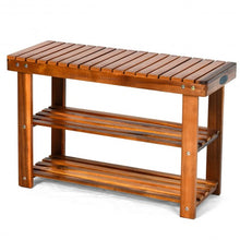 Load image into Gallery viewer, 3-Tier Wood Shoe Rack Shoe Bench Freestanding Boots Organizer
