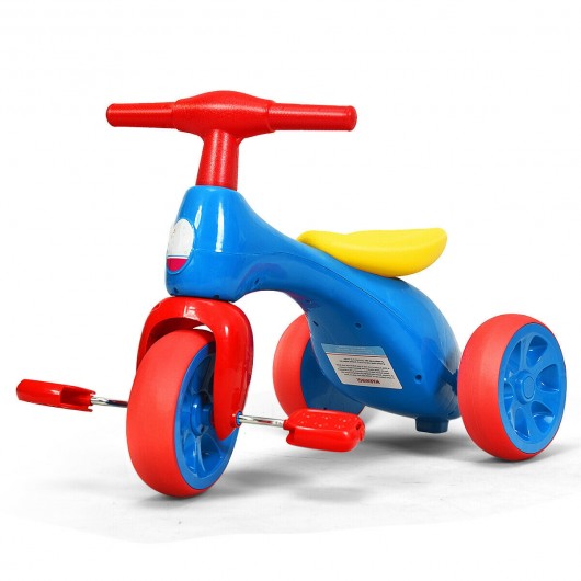 Toddler Tricycle Balance Bike Scooter Kids Riding Toys w/ Sound & Storage-Red