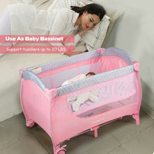 Load image into Gallery viewer, Foldable Baby Playard with Changing Station-Pink
