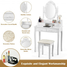 Load image into Gallery viewer, Makeup Vanity Dressing Table Set with Dimmable Bulbs Cushioned Stool-White
