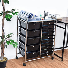 Load image into Gallery viewer, 15-Drawer Utility Rolling Organizer Cart Multi-Use Storage-Black
