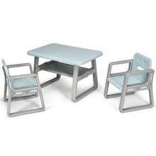 Load image into Gallery viewer, Kids Table and 2 Chairs Set with Storage Shelf-Blue
