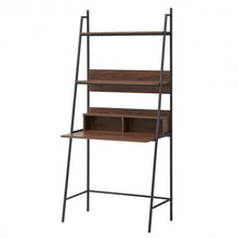 Load image into Gallery viewer, Wall Bookshelf Ladder Computer Desk w/ Shelf &amp; Metal Frame
