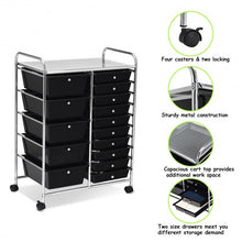 Load image into Gallery viewer, 15-Drawer Utility Rolling Organizer Cart Multi-Use Storage-Black
