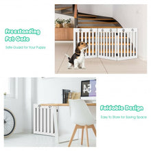 Load image into Gallery viewer, 24&quot; Folding Wooden Freestanding Dog Gate with 360° Flexible Hinge for Pet-White
