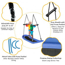 Load image into Gallery viewer, Saucer Tree Swing Surf Kids Outdoor Adjustable Oval Platform Set w/Handle-Blue
