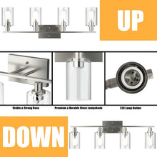 Load image into Gallery viewer, 4-Light Wall Sconce with Clear Glass Shade-Sliver
