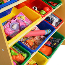 Load image into Gallery viewer, Toy Storage Organizer for kids with 12 Colorful Plastic Bins
