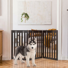 Load image into Gallery viewer, 36&quot; Folding Wooden Freestanding Pet Gate Dog Gate with 360° Flexible Hinge-Espresso
