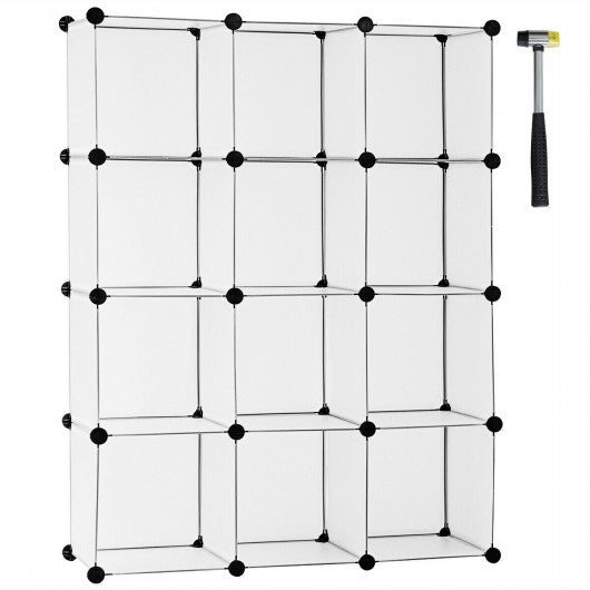 12 Cube Plastic Storage Organizer -White