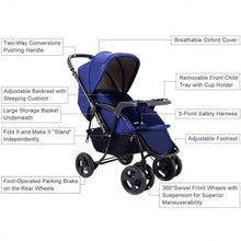 Load image into Gallery viewer, Two Way Foldable Baby Kids Travel Stroller Newborn Infant Pushchair Buggy-Blue
