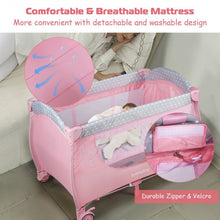 Load image into Gallery viewer, Foldable Baby Playard with Changing Station-Pink

