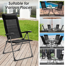 Load image into Gallery viewer, 2 Pcs Portable Patio Folding Dining Chairs with Headrest Adjust for Camping -Black
