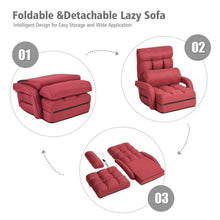 Load image into Gallery viewer, Folding Floor Massage Chair Lazy Sofa with Armrests Pillow-Red
