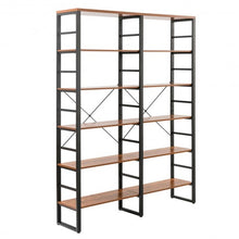 Load image into Gallery viewer, 80.7&quot; Double Wide 6-Shelf Bookcase Industrial Metal Storage Shelf
