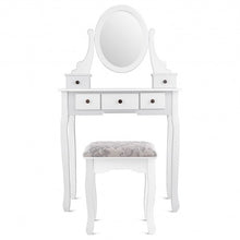 Load image into Gallery viewer, Dressing Table Set with Oval Mirror Stool and 5 Storage Drawers
