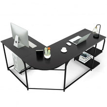 Load image into Gallery viewer, Reversible L-Shaped Computer Study Table with Shelves-Black
