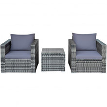 Load image into Gallery viewer, 3 Pcs Patio Rattan Furniture Bistro Set with Cushioned Sofa
