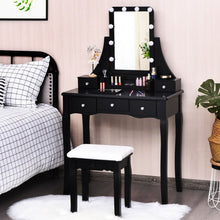 Load image into Gallery viewer, Dimmable Bulbs Touch Switch Vanity Dressing Table Set with Removable Box-Black
