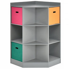 Load image into Gallery viewer, 3-Tier Kids Storage Shelf Corner Cabinet with 3 Baskets-Gray
