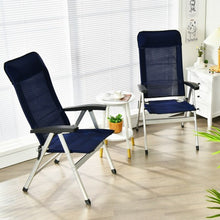 Load image into Gallery viewer, 2Pcs Patio Dining Chair with Adjust Portable Headrest-Blue
