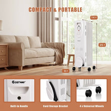 Load image into Gallery viewer, 1500W Oil Filled Radiator Portable Heater with Adjustable Thermostat
