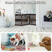 Load image into Gallery viewer, 24&quot; Folding Wooden Freestanding Dog Gate w/360° Flexible Hinge for Pet-Espresso
