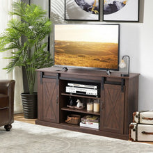 Load image into Gallery viewer, Sliding Barn Door TV Stand with Storage-Brown
